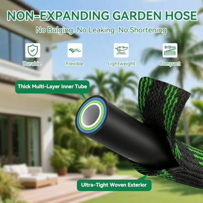Garden Hose 50 ft, Non-Expandable Kink-Free, Heavy Duty Water Hose - color: Gray