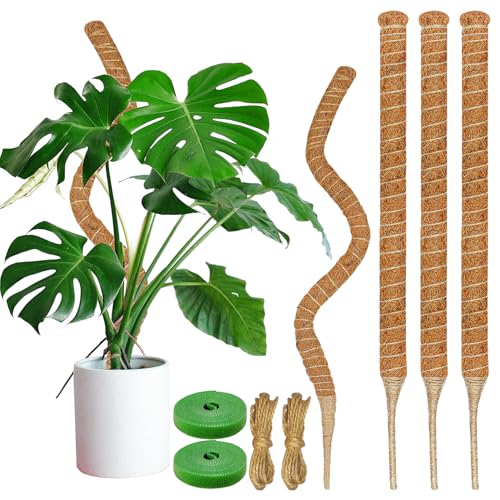 4 Pack 26.8'' Moss Pole for Monstera, Bendable Coco Coir Plant Support Stakes - size: 4 Pack（26.8-Inch）