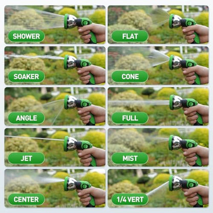 Besiter Garden Hose Nozzle Sprayer: 2 Pack 10 Watering Patterns Spray Nozzles Heavy Duty Metal Hose Head Hose Attachment, Thumb Control On Off Valve - color: Bluegreen