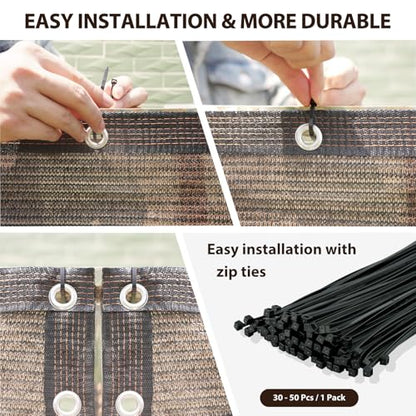 6×50FT Heavy Duty Fence Privacy Screen, 180GSM, 90% Block, Include Zip Ties - color: Brown, size: 6*50FT