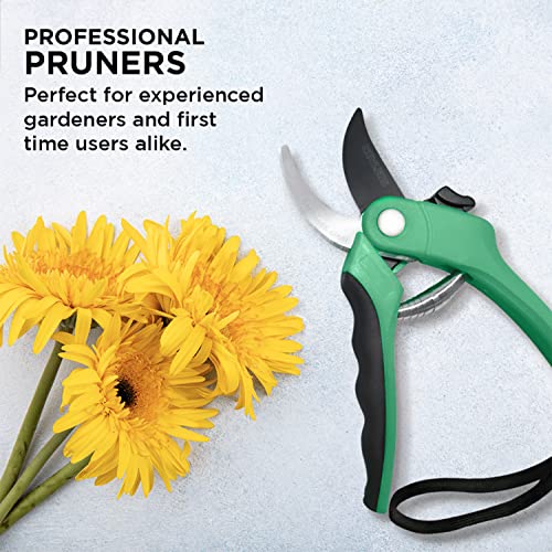 Nevlers 8" Green Bypass Pruning Shears Heavy Duty Pruning Scissors - color: Green, size: Bypass