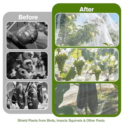 KEOHOLI 15FTx15FT Extra Large Fruit Tree Netting Reusable Durable Mesh Cover with Zipper and Drawstring for Fruit Tree Protection Cover from Birds Cicadas Squirrels and Insects - size: 15*15ft (1Pack, White)