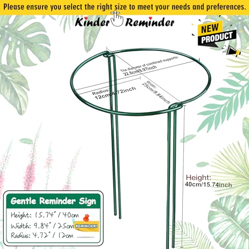 6-Pack Snake Plant Support Stakes, Half-Round Peony Cages and Supports, Green Plant Support Ring - Sturdy and Durable for Indoor and Outdoor Potted Plants, Such as Amaryllis, Peony, Hydrangea - size: 16x10in