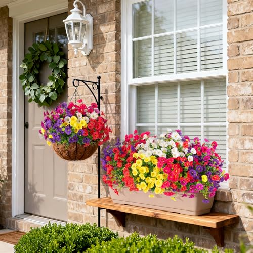 Hrobek Artificial Flowers for Outdoors Faux Petunias Plants UV Resistant - color: 6 Mixcolor