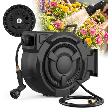 wikiwiki Retractable Garden Hose Reel, 1/2" x 100FT, Auto Rewind Wall Mount - size: 1/2 in 100 ft