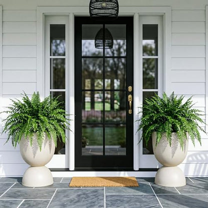 KOL 18 Inch Tall Planters, Beige Plastic Urn Planters, 2 Pack - color: Beige, size: Bundle: 18"+18"