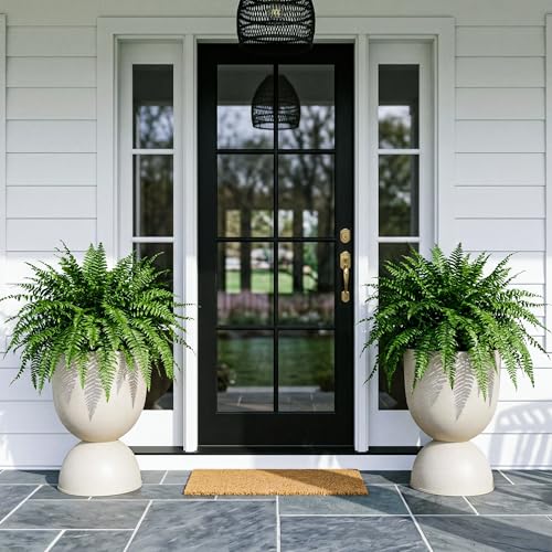 KOL 18 Inch Tall Planters, Beige Plastic Urn Planters, 2 Pack - color: Beige, size: Bundle: 18"+18"