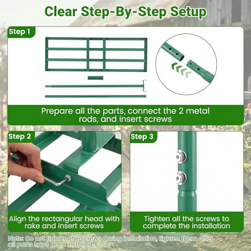 Goplus Lawn Leveling Rake, 30" x 10" Heavy Duty Level Lawn Tool w/ Ergonomic Handle for Soil, Effort-Saving Landscape Rake for Garden, Backyard, Golf Course, Farm, Pasture (Green) - color: Green
