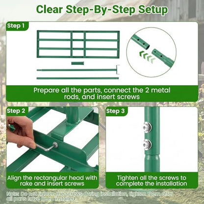Goplus Lawn Leveling Rake, 30" x 10" Heavy Duty Level Lawn Tool w/ Ergonomic Handle for Soil, Effort-Saving Landscape Rake for Garden, Backyard, Golf Course, Farm, Pasture (Green) - color: Green