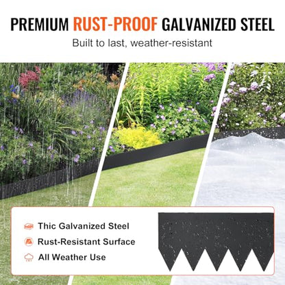 VEVOR Steel Landscape Edging, 4-Pack Steel Garden Edging Borders, 40" L x 12" H Strips, Hammer-in Edging Border with 6 Clips, Bendable Metal Landscape Edging for Yard, Garden, Lawn - size: 40" L x 12" H,4 Pack, style: Modern