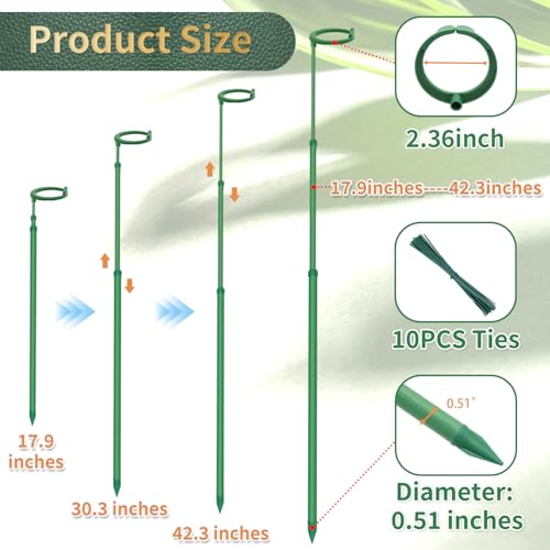 Telescoping Plant Stakes, 3Pcs 17.9IN to 42.3IN Adjustable Monstera Support - size: 42.3Inches 3Pack