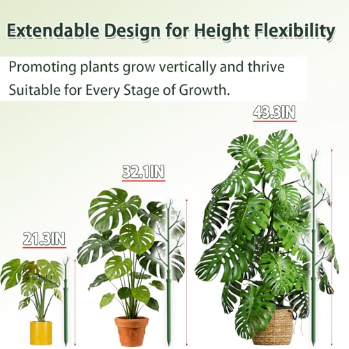 Telescoping Monstera Support Stakes, Detachable Plant Sticks 4 Pack - size: 4PACK-43.3in