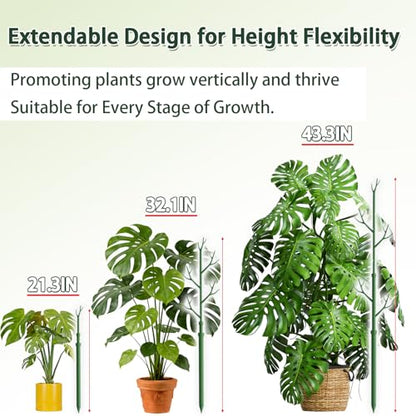 Telescoping Monstera Support Stakes, Detachable Plant Sticks 4 Pack - size: 4PACK-43.3in