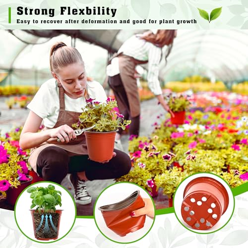 TDHDIKE 6" Plastic Plant Nursery Pots 100Pcs with 100 Labels - size: 6inch100
