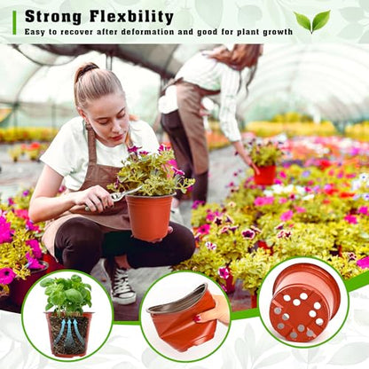 TDHDIKE 6" Plastic Plant Nursery Pots 100Pcs with 100 Labels - size: 6inch100
