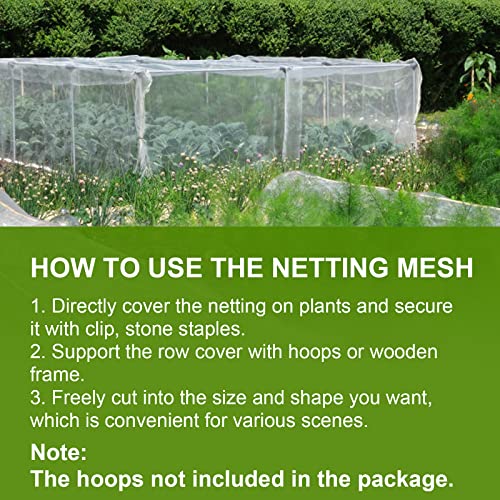 10 x 50FT Garden Netting, Cookmaster Plant Covers Durable Ultra Fine Mesh Protection, Garden Plant Row Cover, Raised Bed Barrier Screen Protection Net Cover for Plant Vegetable Fruit Flower