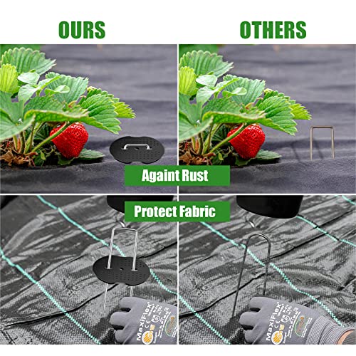50Pcs Garden Landscape Staples Set, 40Pcs Galvanized Stakes + 10Pcs Gasket, 6 Inch 11 Gauge Heavy Duty Galvanized Landscape Pins Staples for Securing Lawn Fabric, Weed Barrier - size: 50Pcs