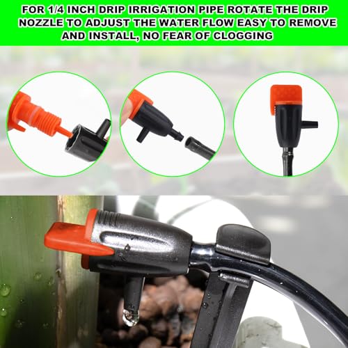30pcs Drip Irrigation Emitters, Garden Irrigation Drippers with 30pcs Support Stakes Adjustable Drip Emitters Water Dripper for Plants Lawn Flower Watering Accessories