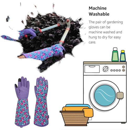 Thornproof Rose&Cactus Gardening Gloves,Gauntlet Garden Glove,Gifts - color: Purple, size: Large