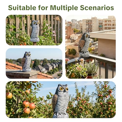 OFFO Realistic Owl Statue, Hand-Painted Garden Owl Decor, 10 Inch - size: 10 in