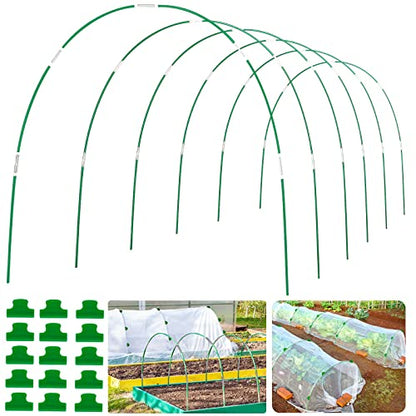Greenhouse Hoops Grow Tunnel 6 Sets of 8FT Long Garden Hoops, Rust-Free Fiberglass Garden Hoops Frame for Garden Netting Raised Bed Plant Shade Cloth Row Cover, DIY Plant Support Garden Stakes- 36pcs - style: 36 PCS