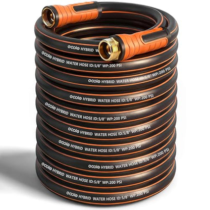 Garden Hose 100 ft x 5/8", Heavy Duty Water Hose, Flexible and Durable, Kink Resistant Lightweight Hybrid Hose, Leakproof Yard Hose with Male to Female Fittings - color: Black, size: 100ft