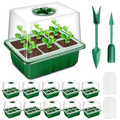 YAUNGEL Large Cell Seed Starter Tray, 60 Cells, 10-Pack with Heightened Lid
