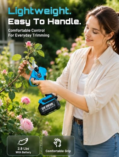 SEESII Electric Pruning Shears, 1.6" Cut Cordless Pruner, 2x4.0Ah Batteries - color: Sea Blue