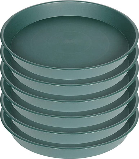 6 Pack Plastic Plant Saucer Planter Water Drip Tray, 4 5 6 7 8 9 10 11 12 inch, Heavy Sturdy Tray for Indoors Outdoor Plants, Flower Pot Saucers for Pots Base (4", Green) - color: Green, size: 4"