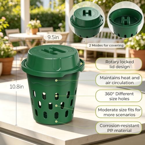 4-Pack Inground Worm Composter, 8L Underground Worm Farm with Aeration & Animal-Proof Lid, Food Waste Recycler for Garden Beds, Easy for Beginners, Green