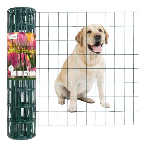Green PVC Coated Welded Wire Fence 24" x 25' Roll, 2"x3" Mesh, 16 Gauge - color: Green, size: 2''x3'' 16GA 24''x25'