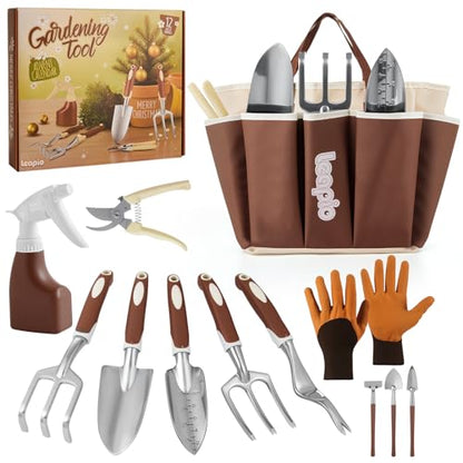 Gardening Gifts for Women Men, 12PCS Heavy Duty Garden Tools Set with Large Garden Bag and Gloves Pruning Shears, Unique Birthday Easter Gardening Gifts for Mom Dad Boyfriend Planting Lovers