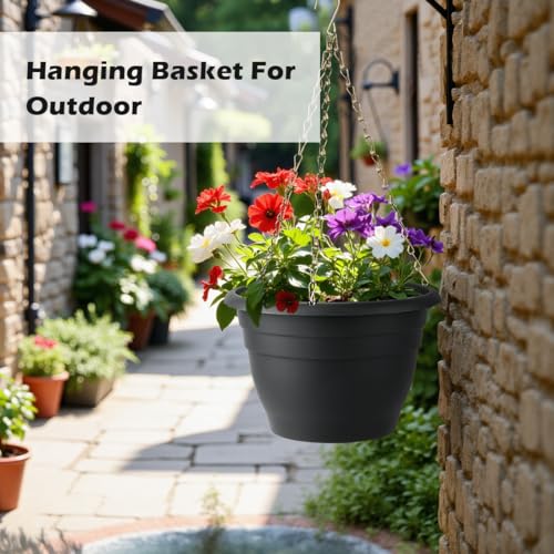 Hanging Planters 10 Inch, 4 Pack Self-Watering Hanging Baskets pots, Gray - color: Gray, size: 10 Inch-4P