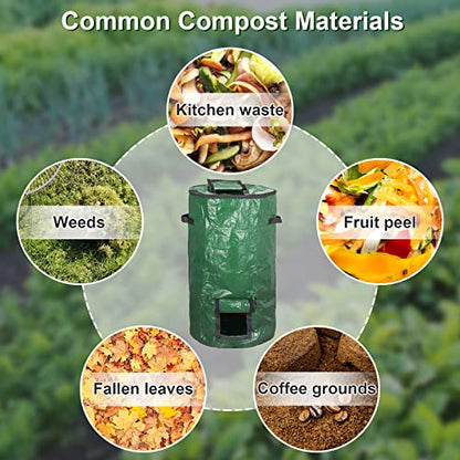 MyLifeUNIT Compost Bins Outdoor, Composting Bin for Outside Garden, Reusable Garden Yard Waste Bag, 34 Gallons (2 Pack, Green) - color: Green
