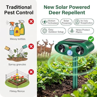 Ultrasonic Deer Repellent Devices & Cat Repellent Outdoor for Plants,Garden
