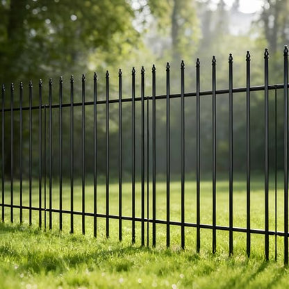 Thealyn 42" H x 12.5Ft Metal Garden Fence, Animal Barrier, 5 Panels - color: Black, size: 42″ H x 12.5 ft (5 Panels)