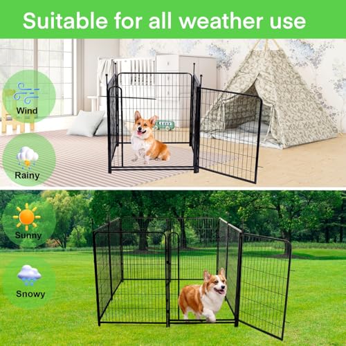 Garden Fencing 40 inch High, Dog Fence Outdoor for Yard, 21"Wide Low Threshold Gate,Heavy Duty Metal Fencing for Garden Beds, Animal Barrier Fence,Flowers Fences Border,4 Panels Total 8.9 Ft - size: 40''(H)-4panels-8.9ft(L) with door