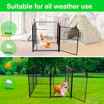 Garden Fencing 40 inch High, Dog Fence Outdoor for Yard, 21"Wide Low Threshold Gate,Heavy Duty Metal Fencing for Garden Beds, Animal Barrier Fence,Flowers Fences Border,4 Panels Total 8.9 Ft - size: 40''(H)-4panels-8.9ft(L) with door