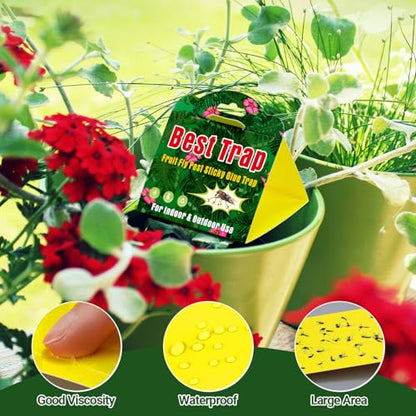 40 Piece Hanging Insect Fly Glue Trap, Sticky Traps with Attractant, Yellow Sticky Fly Strips Gnat Traps for Kitchen, Indoor Plants, Garden Adhesive Glue Boards