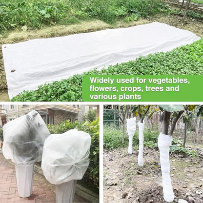 YFFSIDMY Plant Covers Freeze Protection, 6.5'x16' Frost Blankets for Outdoor Plants, Winter Tree Frost Cloth Plant Freeze Protection, Garden Heat Protection Floating Row Cover, White (Pack of 2) - size: 6.5'x16' (Pack of 2)