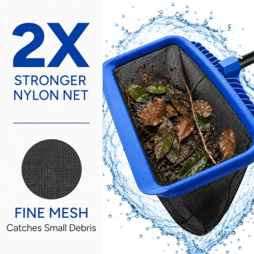 Durable Pool Skimmer Leaf Net - Fine Mesh Deep Nylon Bag (No Pole) - color: BLUE NET