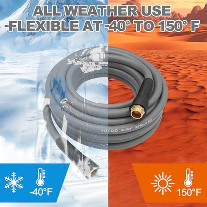 YOTOO Heavy Duty Hybrid Garden Water Hose 5/8-Inch by 75-Feet 150 PSI Kink Resistant, Flexible with Swivel Grip Handle and 3/4" GHT Solid Brass Fittings, Gray - color: Gray, size: 75 FT