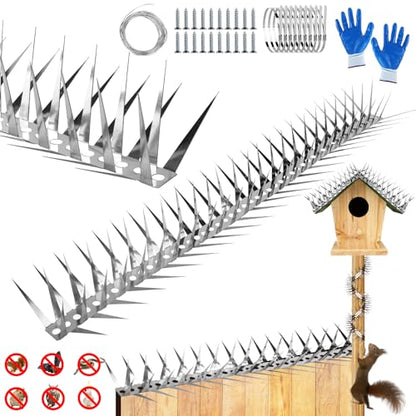 Bird Spikes 13 FT Anti Climb Spikes Stainless Steel Bird Squirrel Deterrent - size: 13 FT