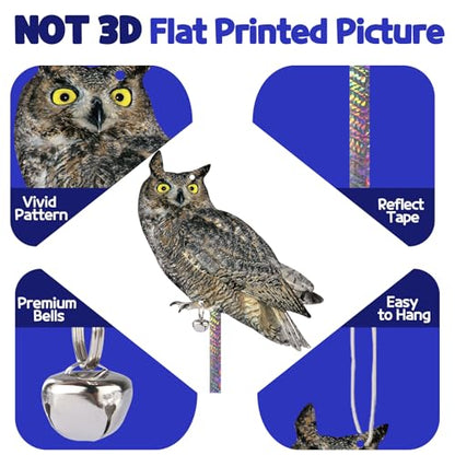 2PCS Hanging Flat Garden Owls, Fake Owl to Scare Pigeon - color: Dark Grey 2pcs