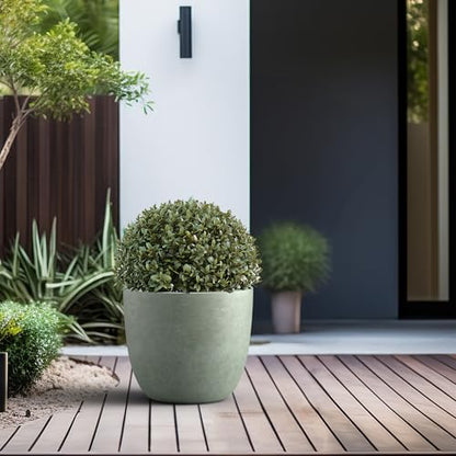Kante Accent Round Bowl Mint Green Concrete Planter 14" Dia, Outdoor - color: Mint Green, size: 14"d