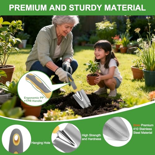 Yesker Gardening Tools 10-Piece Heavy Duty Garden Tool Set Gardening Supplies Gifts for Women Men Gardening Hand Tool Kit w Non-Slip Ergonomic Handle, Garden Bag, Durable Gloves, Pruning Shears, Gray - size: 10PCS Yellow Gray