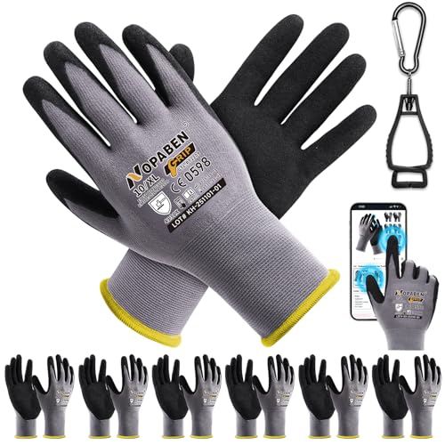 7 Pairs Safety Work Gloves Seamless Nylon Knit MicroFoam Nitrile Coated - size: X-Large, style: 7 Pairs,grey