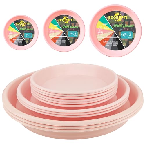12Pcs Colourful Plant Saucer, 6 8 10 Inch Durable Plastic Plant Tray, Round Plant Pot Saucers, Drip Tray for Indoor and Outdoor Garden, Pink - color: Pink, size: 6"+8"+10"