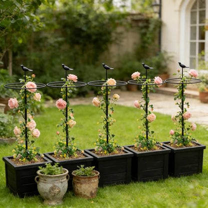 32" Metal Trellis for Climbing Plants - Decorative Garden Stakes