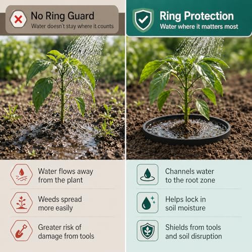 Evelyne 48 Pcs Adjustable Planting Grow Rings, Interlocking Garden Plant Rings, Spliceable Plant Circle Rings for Deep Watering, Soil Moisture Retention, Vegetables, Herbs, Flowers (48, Brown) - color: Brown
